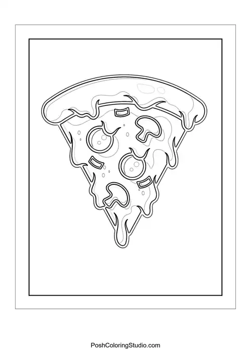 A pizza with a variety of toppings and a happy expression.