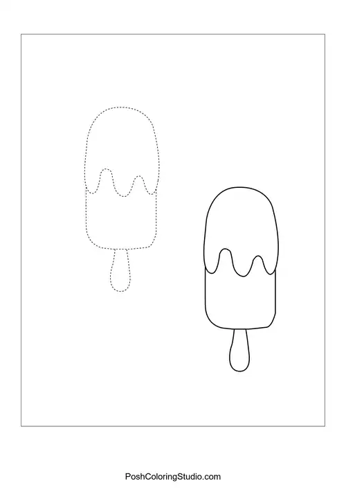 Two popsicles with dripping chocolate and bite marks.