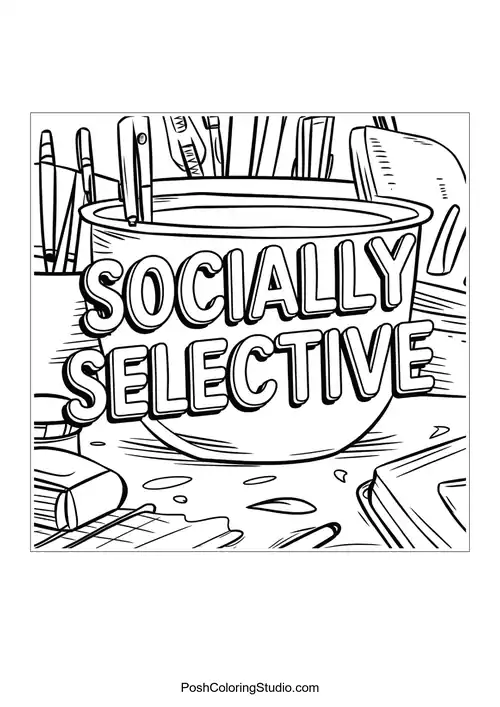 Text 'SOCIALLY SELECTIVE' with a bowl illustration.