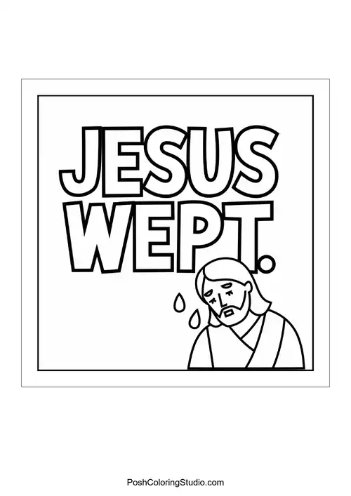 A sad Jesus with a teardrop.