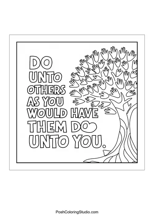 A tree with many hands and a quote.
