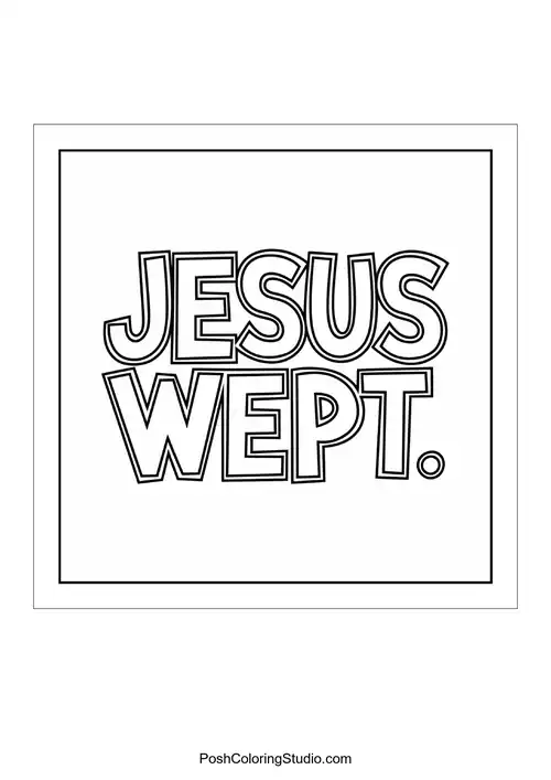 Jesus looking sorrowful near a tomb.