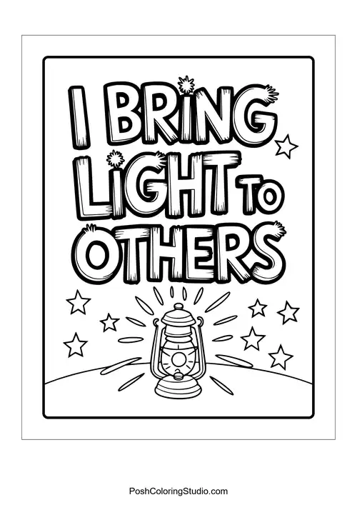 A lantern with the phrase 'I bring light to others.'.