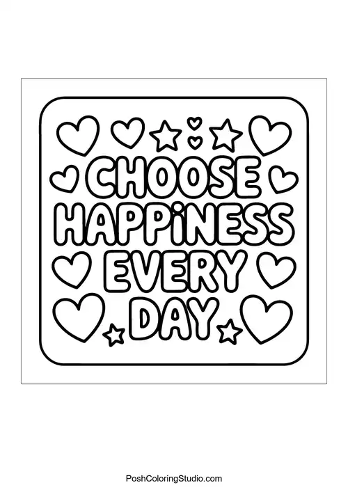 A square design with 'Choose Happiness Every Day.'.