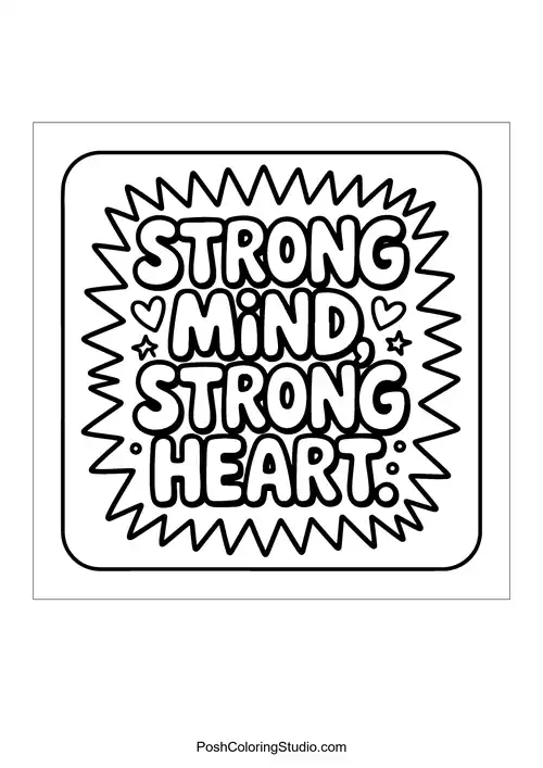 A square design featuring 'Strong Mind, Strong Heart.'.