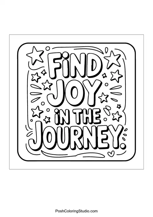 A square design featuring 'Find Joy in the Journey.'.