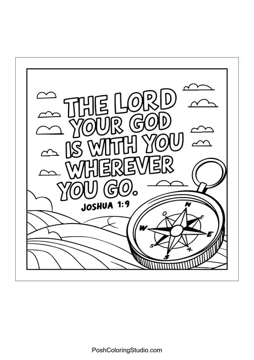 A compass with the text 'The Lord your God is with you wherever you go.'.