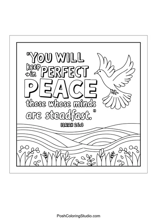 A dove flying with the phrase 'You will keep in perfect peace.'.
