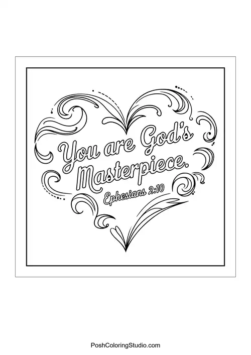 A heart design with the text 'You are God's masterpiece.'.