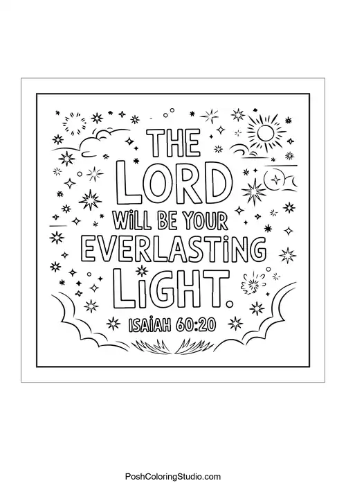 A starry sky with the text 'The Lord will be your everlasting light.'.