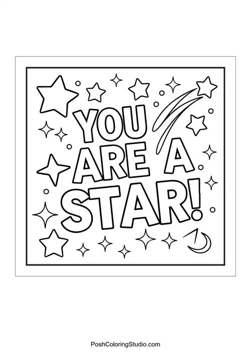 Text 'You are a star!' surrounded by stars and comets.
