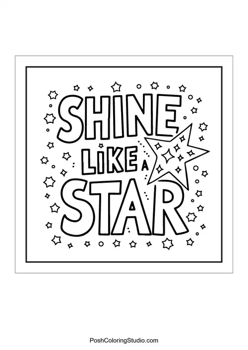 Text 'Shine like a star' with sparkling stars.