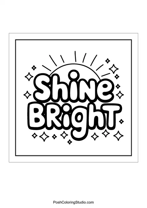 Text 'Shine bright' with stars and a sun.