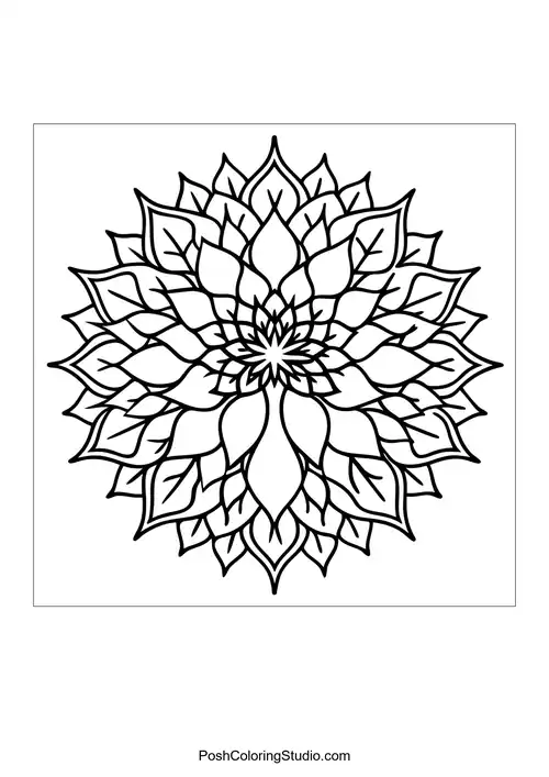 Flower mandala with layered petals and intricate details.