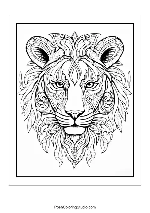 A lion surrounded by various safari animals in a unique arrangement.