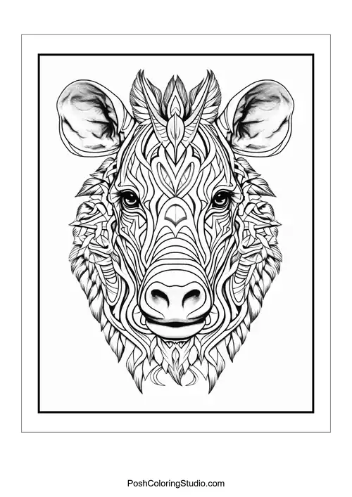 A lion's face with decorative elements and a bold expression.
