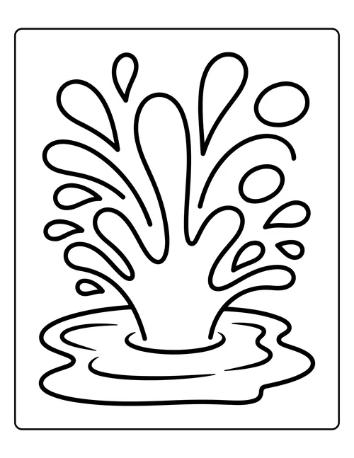 A splash of water droplets — free printable monochrome summer coloring page