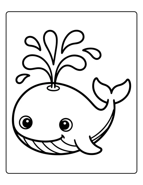 A whale spouting a fountain — free printable monochrome summer coloring page