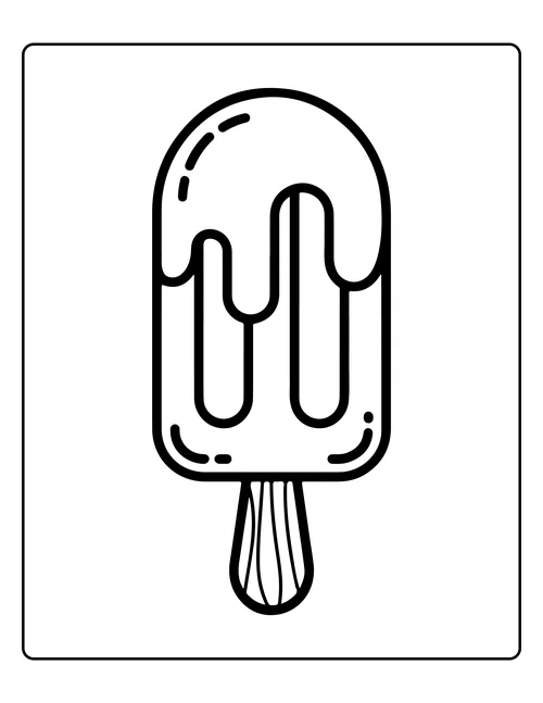 A popsicle with a dripping top — free printable monochrome summer coloring page