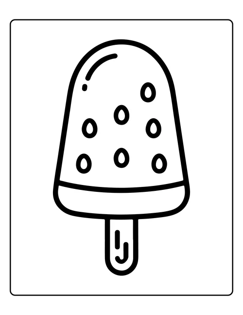 A spotted popsicle on a stick — free printable monochrome summer coloring page