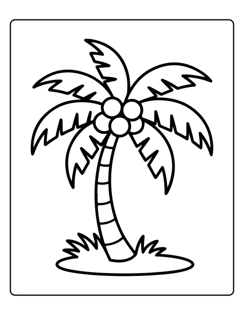 A palm tree on a small island — free printable monochrome summer coloring page