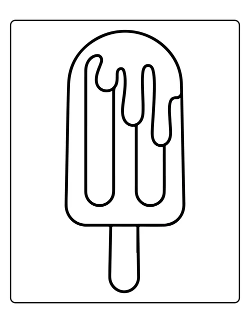 A melting popsicle — free printable monochrome summer coloring page