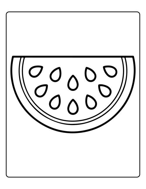 A slice of watermelon — free printable monochrome summer coloring page
