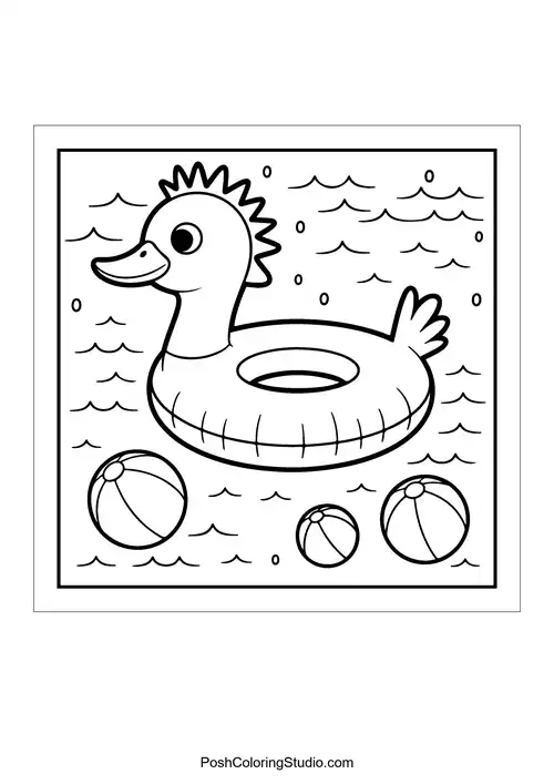 A duck-shaped float in wavy water.