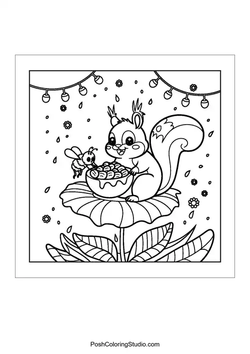 A squirrel enjoys a treat on a flower.