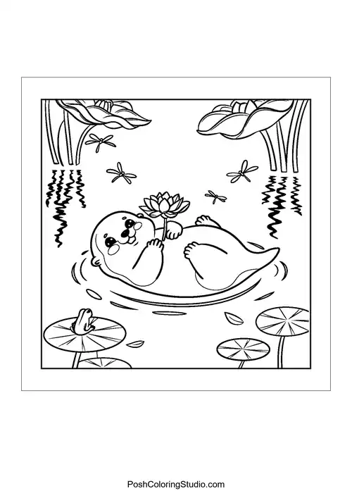 A hedgehog plays with a dandelion in a garden.