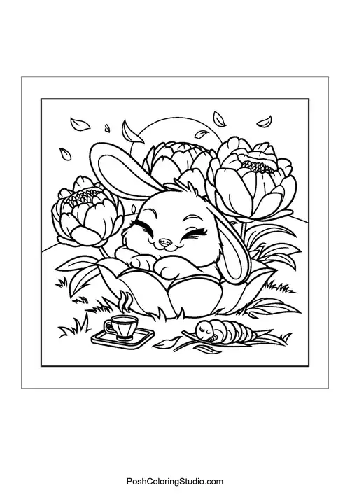 A turtle carries flower pots on its back.