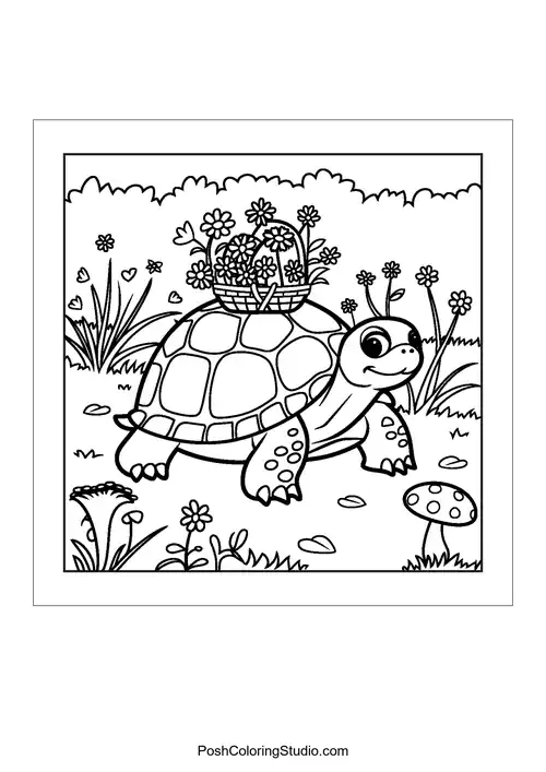 A hedgehog admiring flowers with a joyful expression.