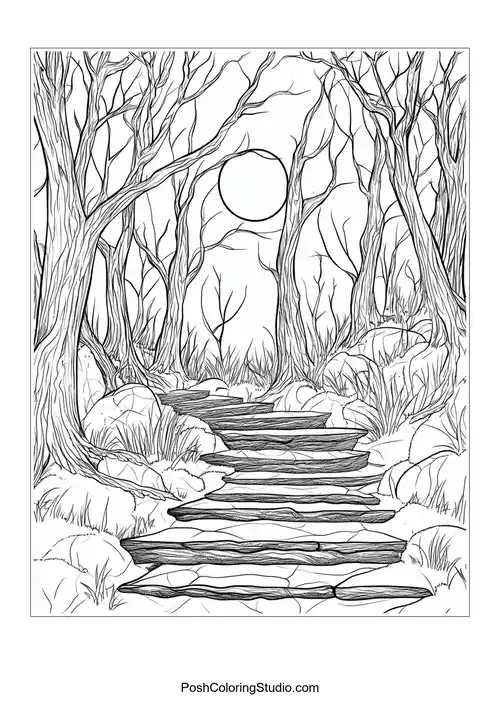 A winding path with stones and sparse vegetation.