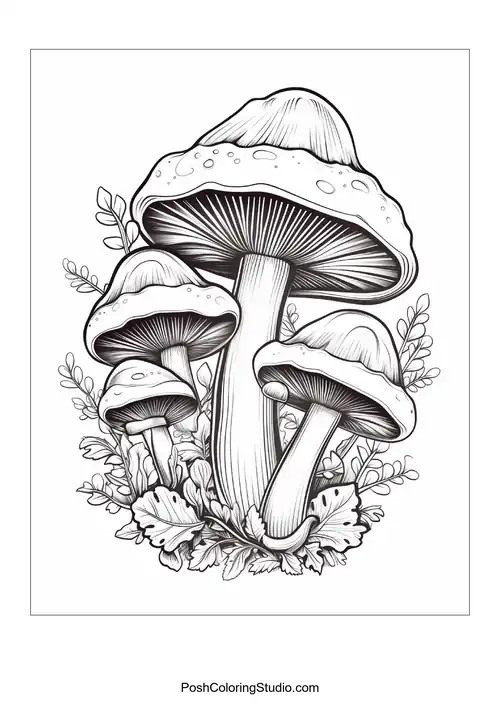 Psychedelic Mushroom Coloring Pages sample thumbnail