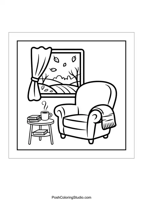 A comfortable chair beside a window with a view.