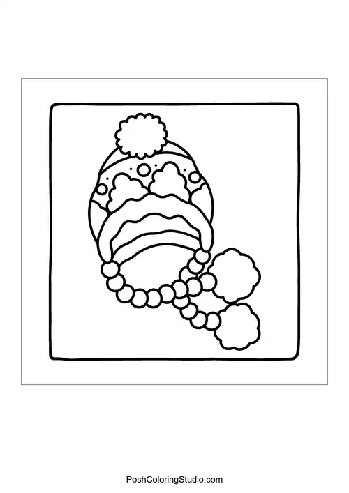 A winter hat with pom-poms and a braided design.