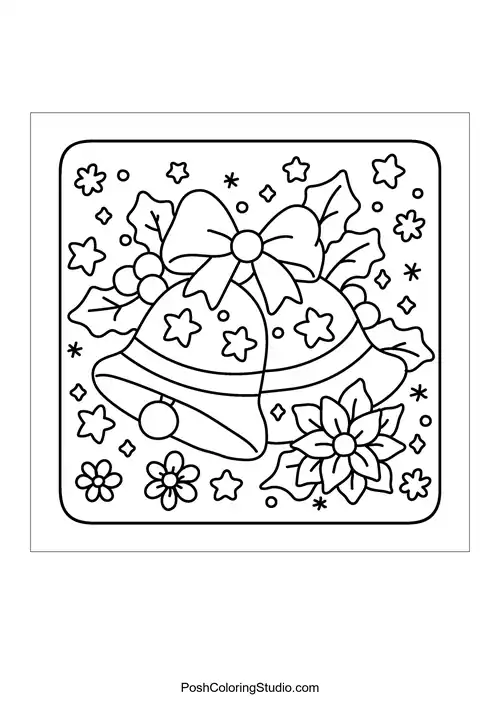 Christmas bells adorned with a bow and flowers.