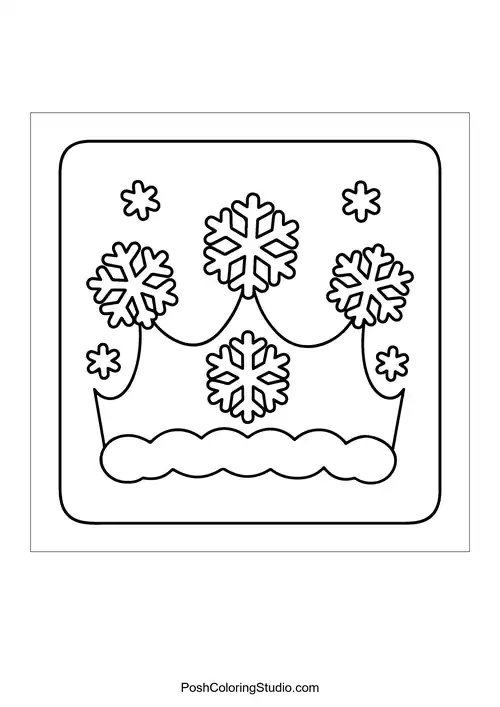 A crown adorned with snowflakes and stars.