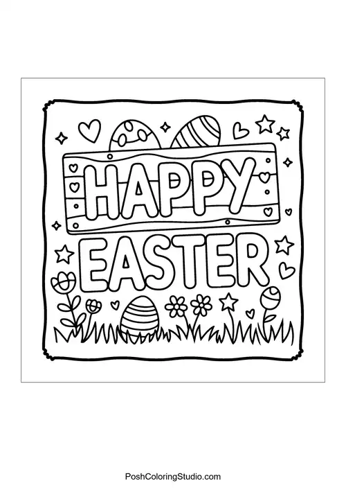 Bold Easy Happy Easter Coloring Pages sample thumbnail