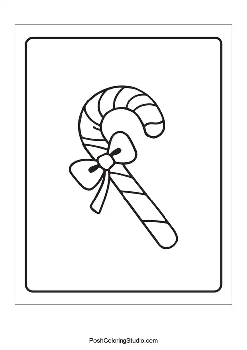 A single candy cane with a bow and no additional elements.