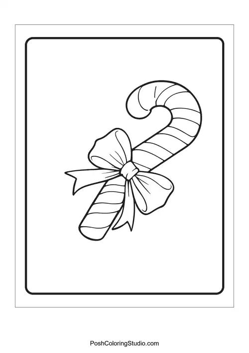 A candy cane with a bow and no additional decorations.