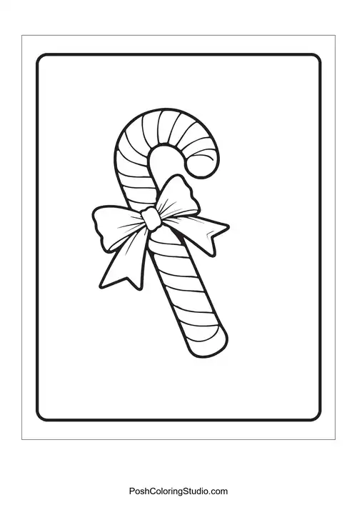 A candy cane with a bow and no extra elements.