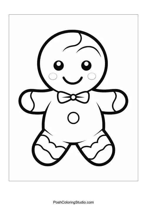 A gingerbread man with a round button and smooth icing.