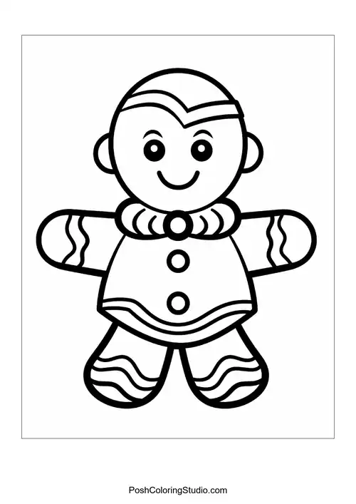 A gingerbread man with decorative icing.