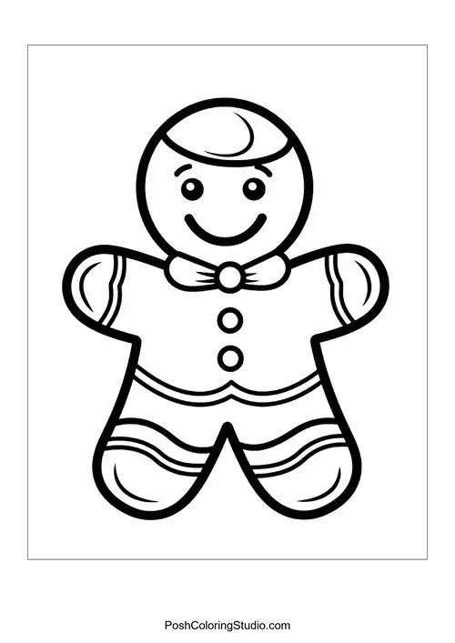 A gingerbread man with a bow tie and smooth icing.