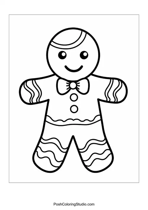 A gingerbread man with intricate patterns and a smile.