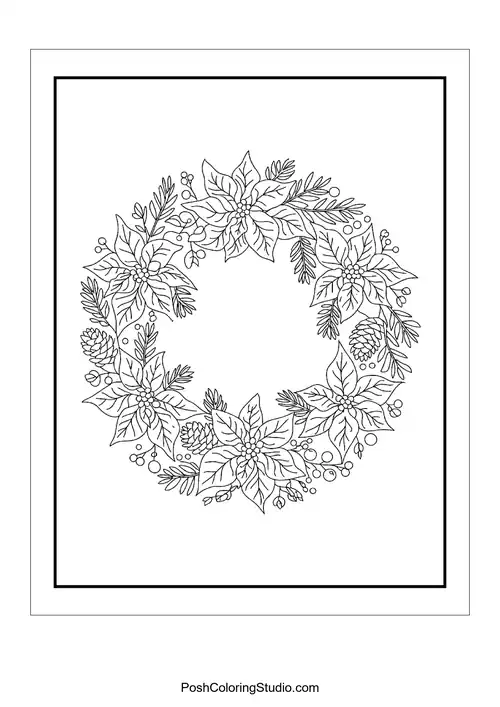 An ornament featuring a large snowflake and leaves.