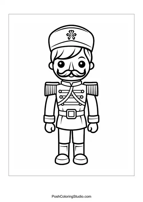 A nutcracker with a large mustache and a festive outfit.