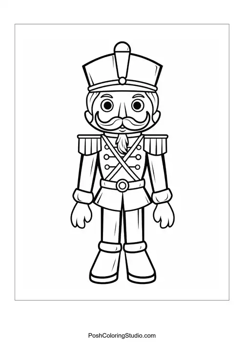 A classic nutcracker stands upright with a stern expression.