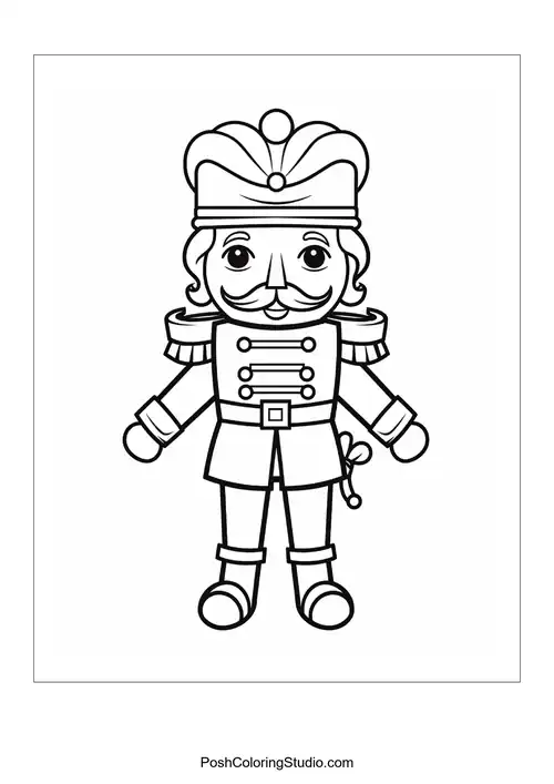 A nutcracker with a crown stands with a proud posture.